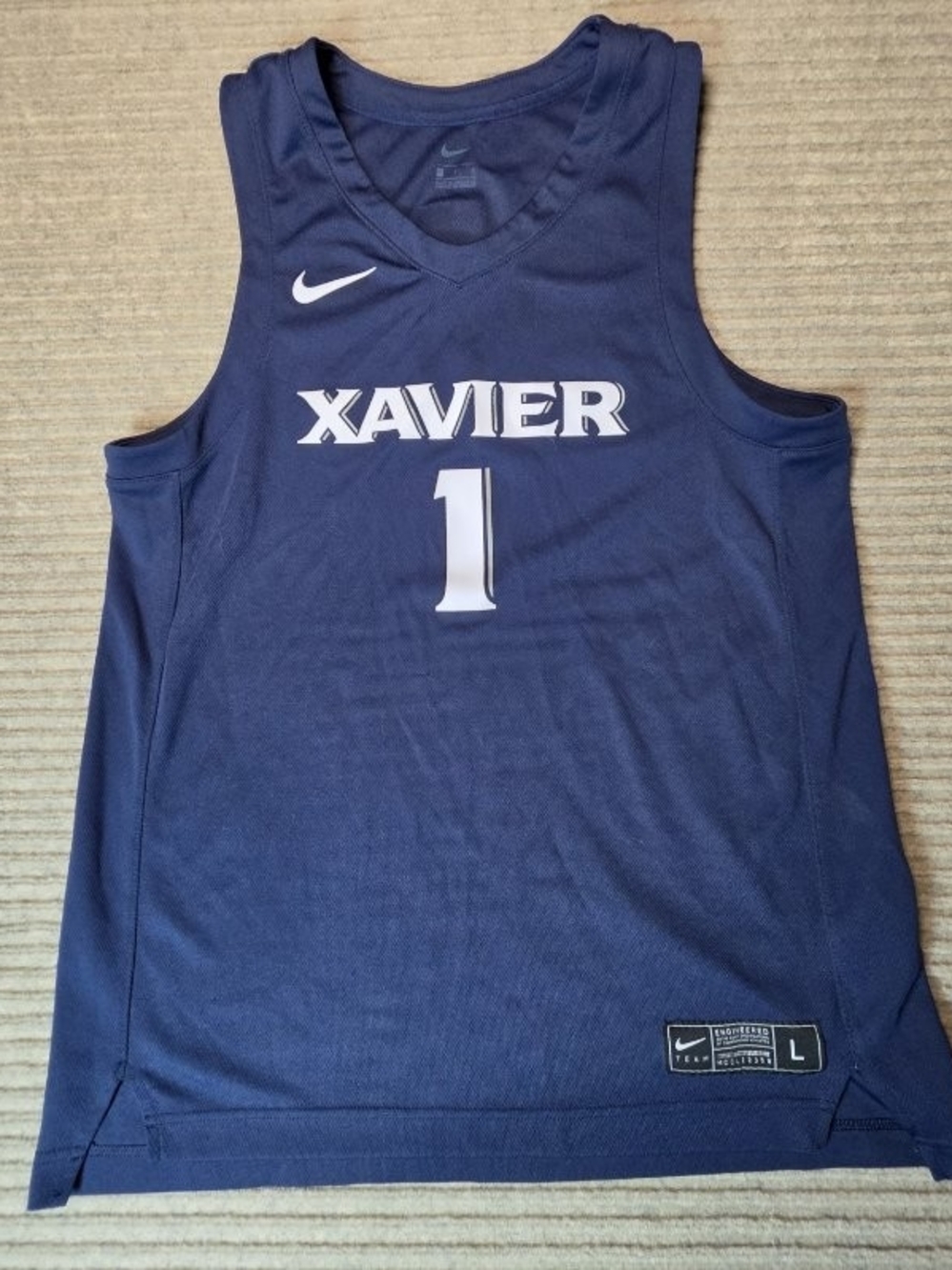 Nike Mens Large Xavier Musketeers Blue #1 Basketball Jersey